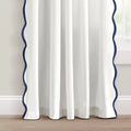 Coastal Chic Scallop Edge Window Curtain 2 Panels Set, Dark Blue 52" W X 96" L,2pcs