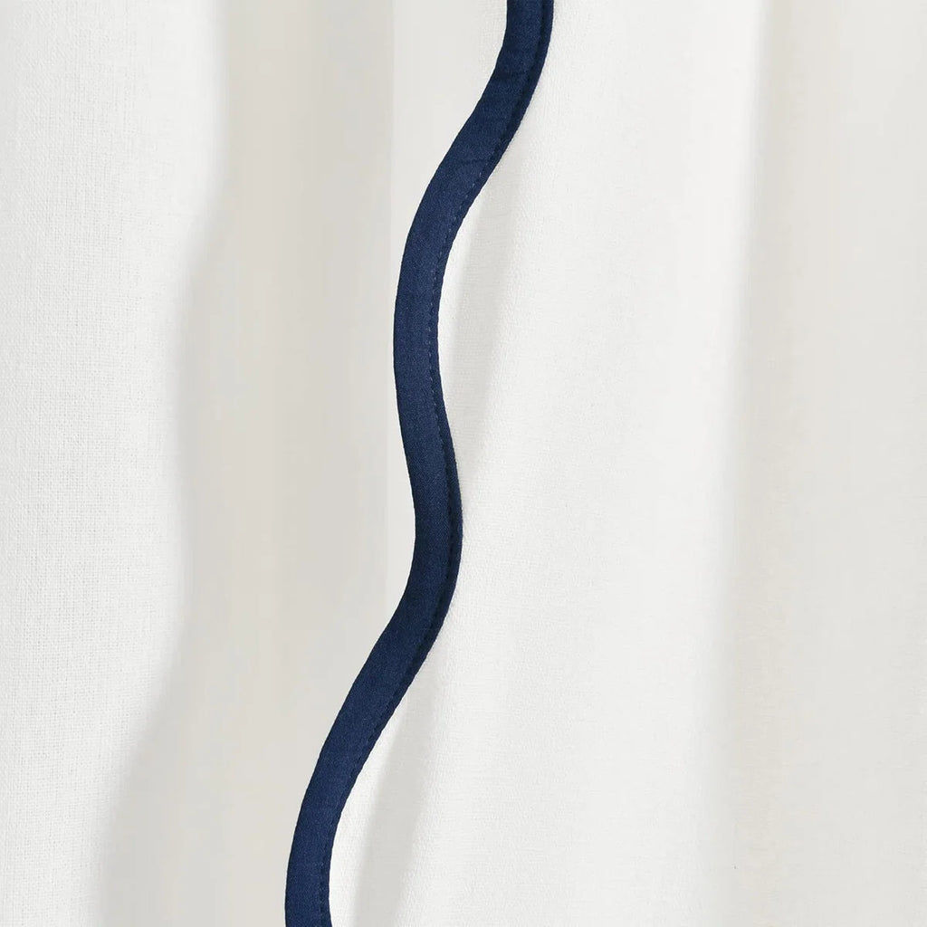 Coastal Chic Scallop Edge Window Curtain 2 Panels Set, Dark Blue 52" W X 96" L,2pcs