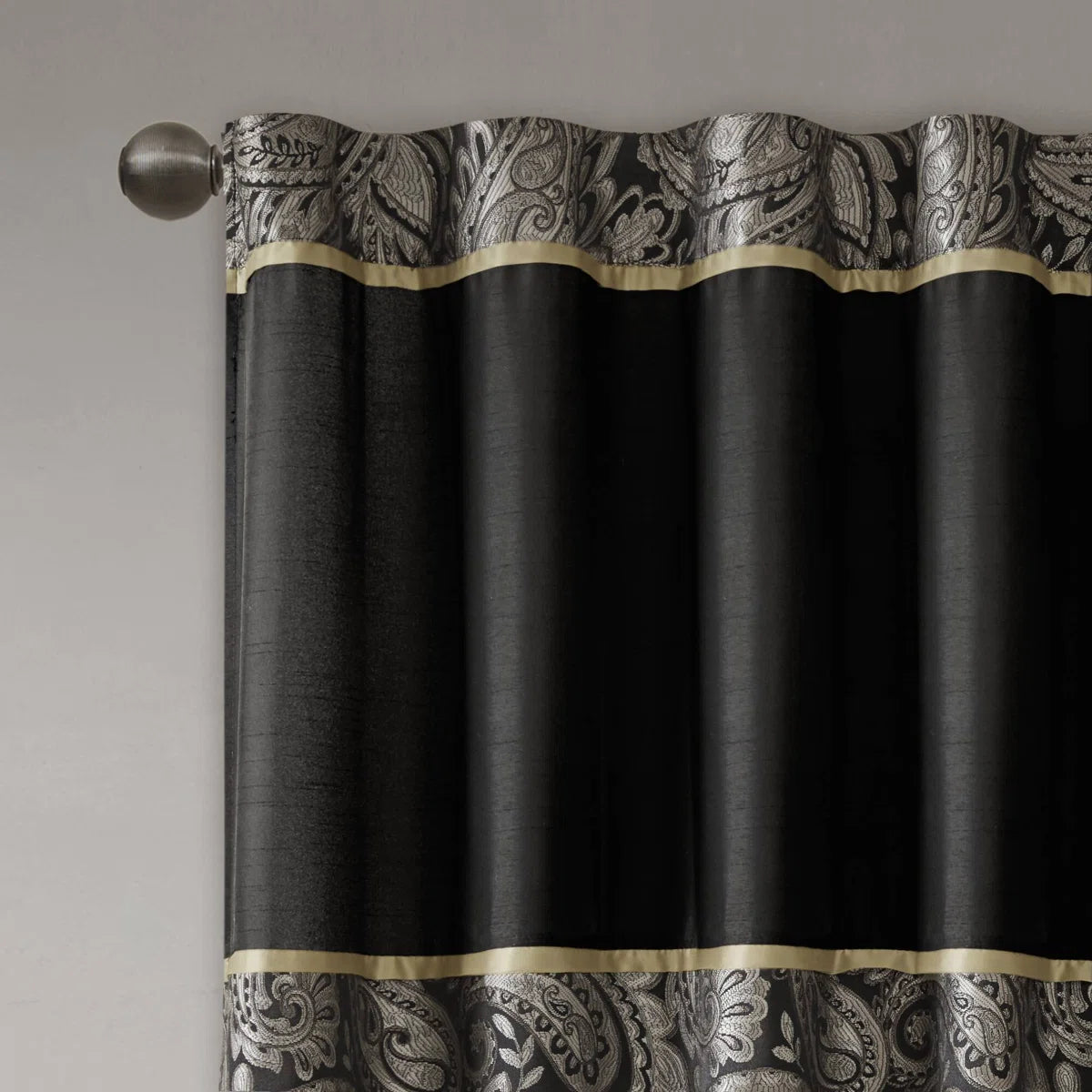 Aubrey Jacquard Black Curtain Panel Pair 50x84" (Set of 2)