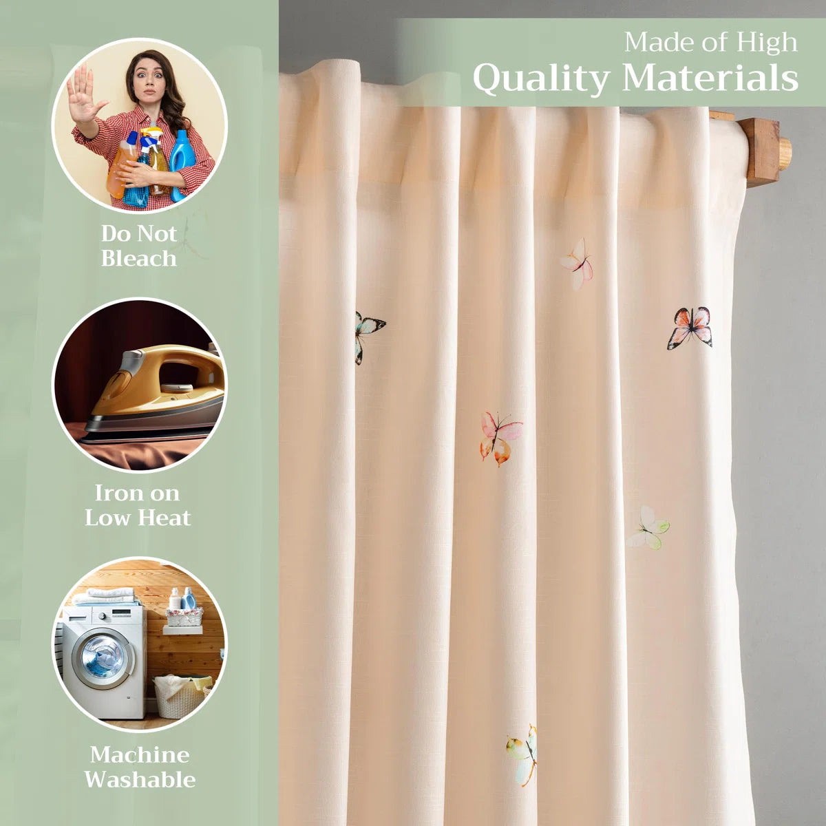 Maison d' Hermine Curtains for Living Room 100% Cotton 96 inch Length Two Panel Light Filtering Curtains for Windows with Rod and Loop Pockets Valentines Day Gifts (Botanical Fresh, 50"W x 96"L) (Set of 2)