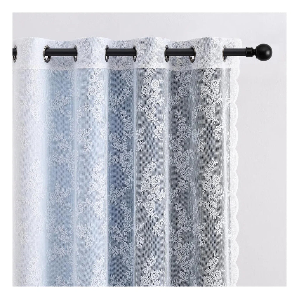 Ombre Blackout Curtains 4 Pcs Set Mix & Matched - 2 Pcs Leaf Sheer Lace & 2 Pcs Ombre Blackout Room Darkening Window Curtains for Bed Room Living Room 84 Inch Long Grommet Thermal Insulated Sunlight Blocking Noise Reducing Navy Blue Color (Set of 4)