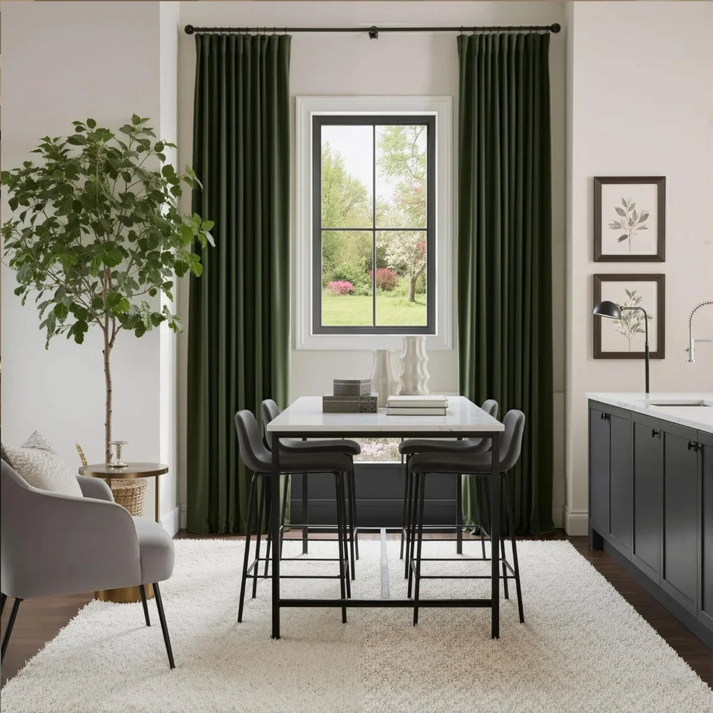Velvet Blackout Curtains Thermal Insulated Room Darkening Drapes with Rod Pocket/Back Tab/Shower Hook Hanging Options for Bedroom Privacy, 2 Panels