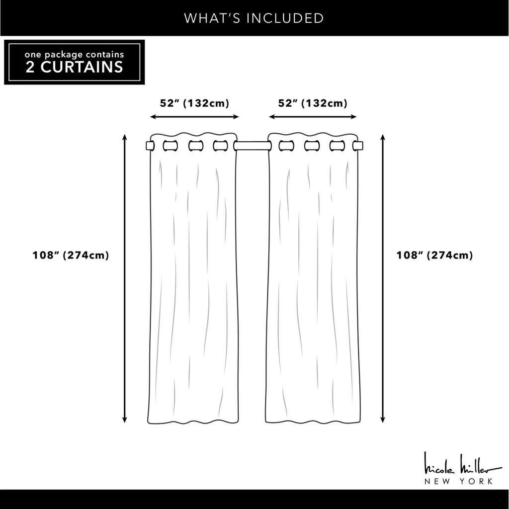 Nicole Miller Turion Floral Room Darkening Blackout Grommet Top Curtain Panel Pair (Set of 2)