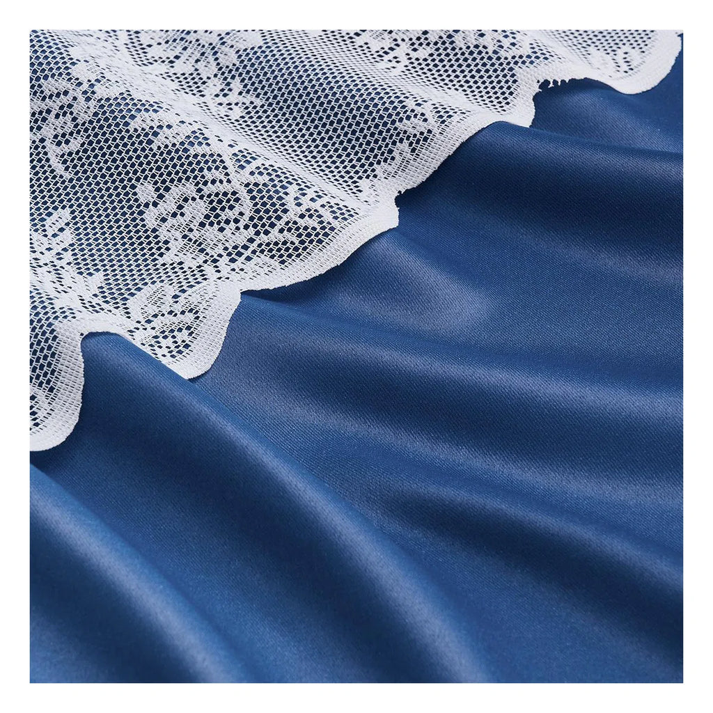 Ombre Blackout Curtains 4 Pcs Set Mix & Matched - 2 Pcs Leaf Sheer Lace & 2 Pcs Ombre Blackout Room Darkening Window Curtains for Bed Room Living Room 84 Inch Long Grommet Thermal Insulated Sunlight Blocking Noise Reducing Navy Blue Color (Set of 4)