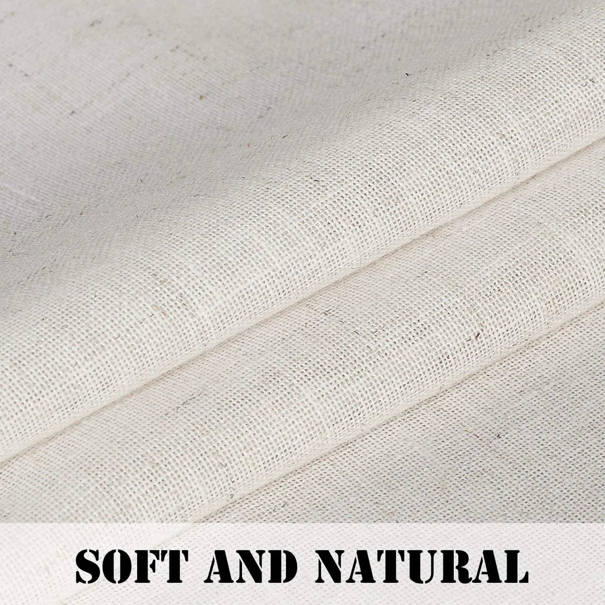 Lyla Linen Solid Color Bedroom Privacy Window Drapes Energy Saving Light Filtering Sheer Woven Linen Elegant Grommet 2 Curtain Panels , Natural (Set of 2)