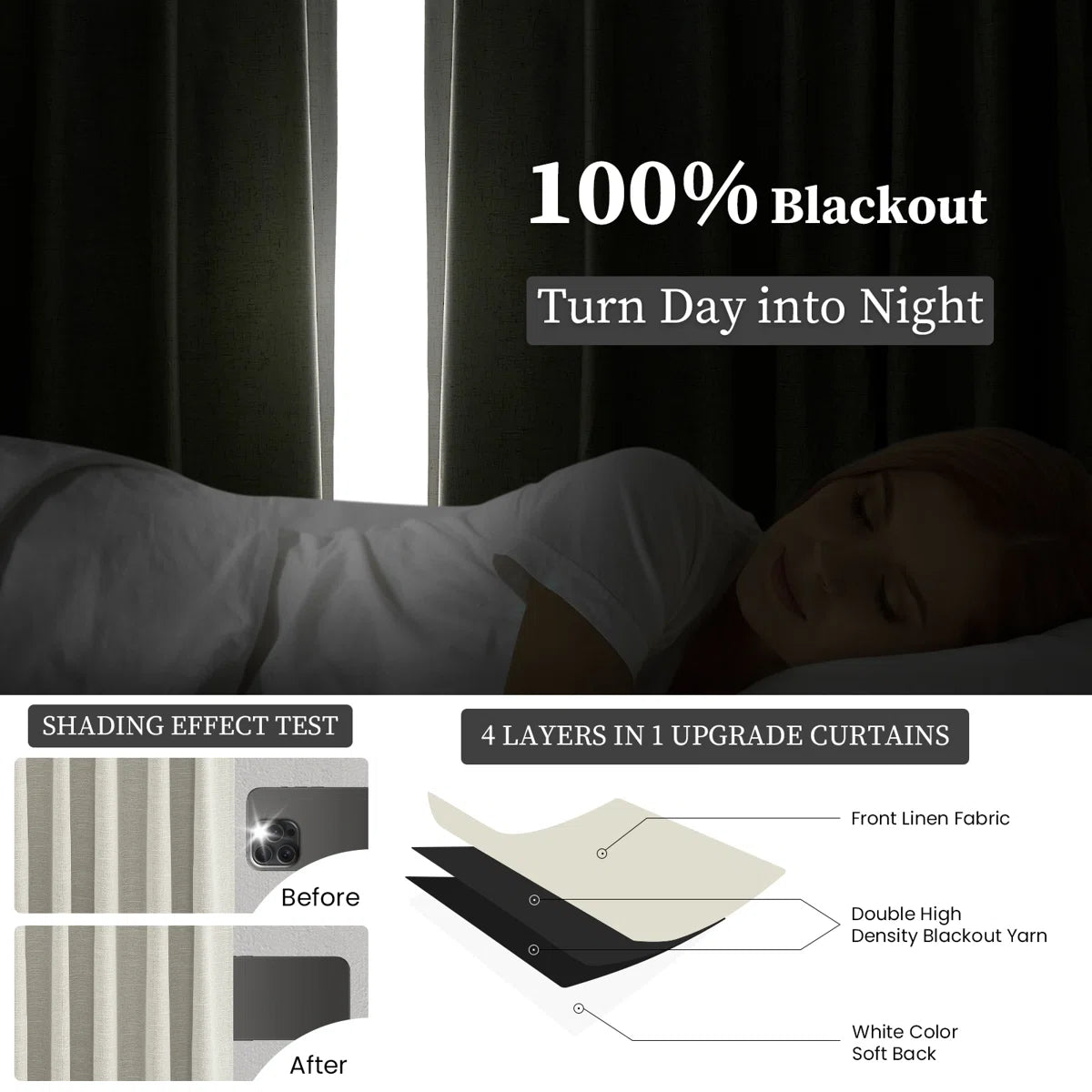 Pinch Pleated Curtains,Full Blackout Drapes Back Tab Pinch Pleat Curtain with Hooks+Rings (Set of 2)