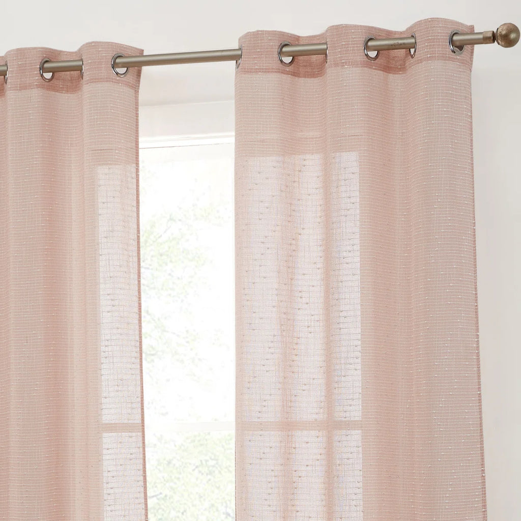 Pothos Faux Linen Semi Sheer Light Filtering Grommet Curtains Panels for Bedroom & Living Room, Pair (Set of 2)
