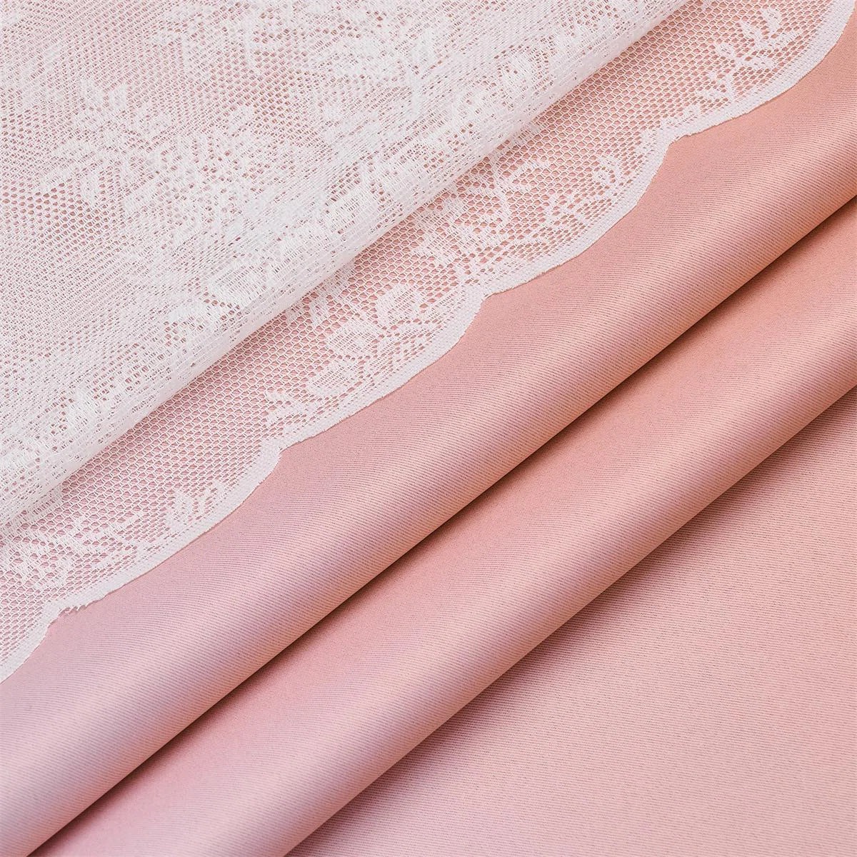Ombre Blackout Curtains 4 Pcs Set Mix & Matched - 2 Pcs Leaf Sheer Lace & 2 Pcs Ombre Blackout Room Darkening Window Curtains for Bed Room Living Room 84 Inch Long Grommet Thermal Insulated Sunlight Blocking Noise Reducing Pink Color (Set of 4)