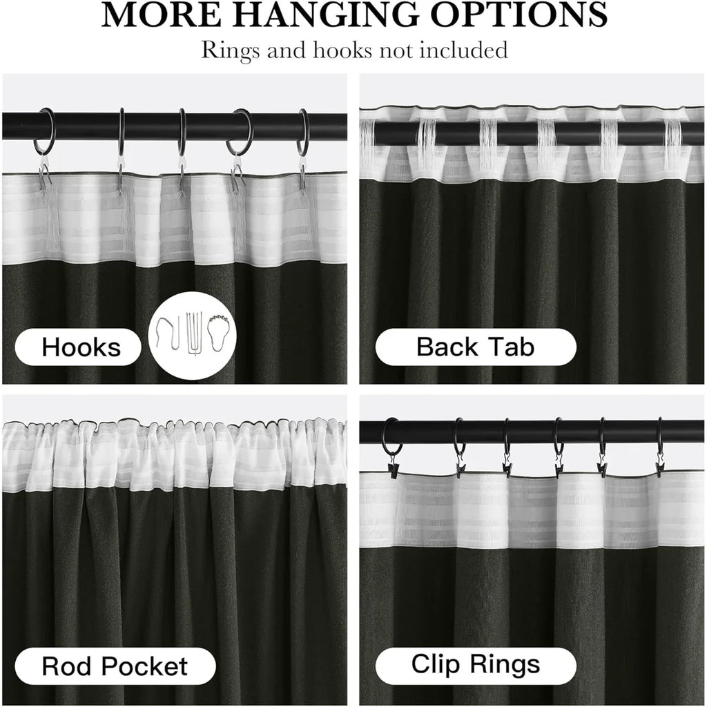 Velvet Blackout Curtains Thermal Insulated Room Darkening Drapes with Rod Pocket/Back Tab/Shower Hook Hanging Options for Bedroom Privacy, 2 Panels
