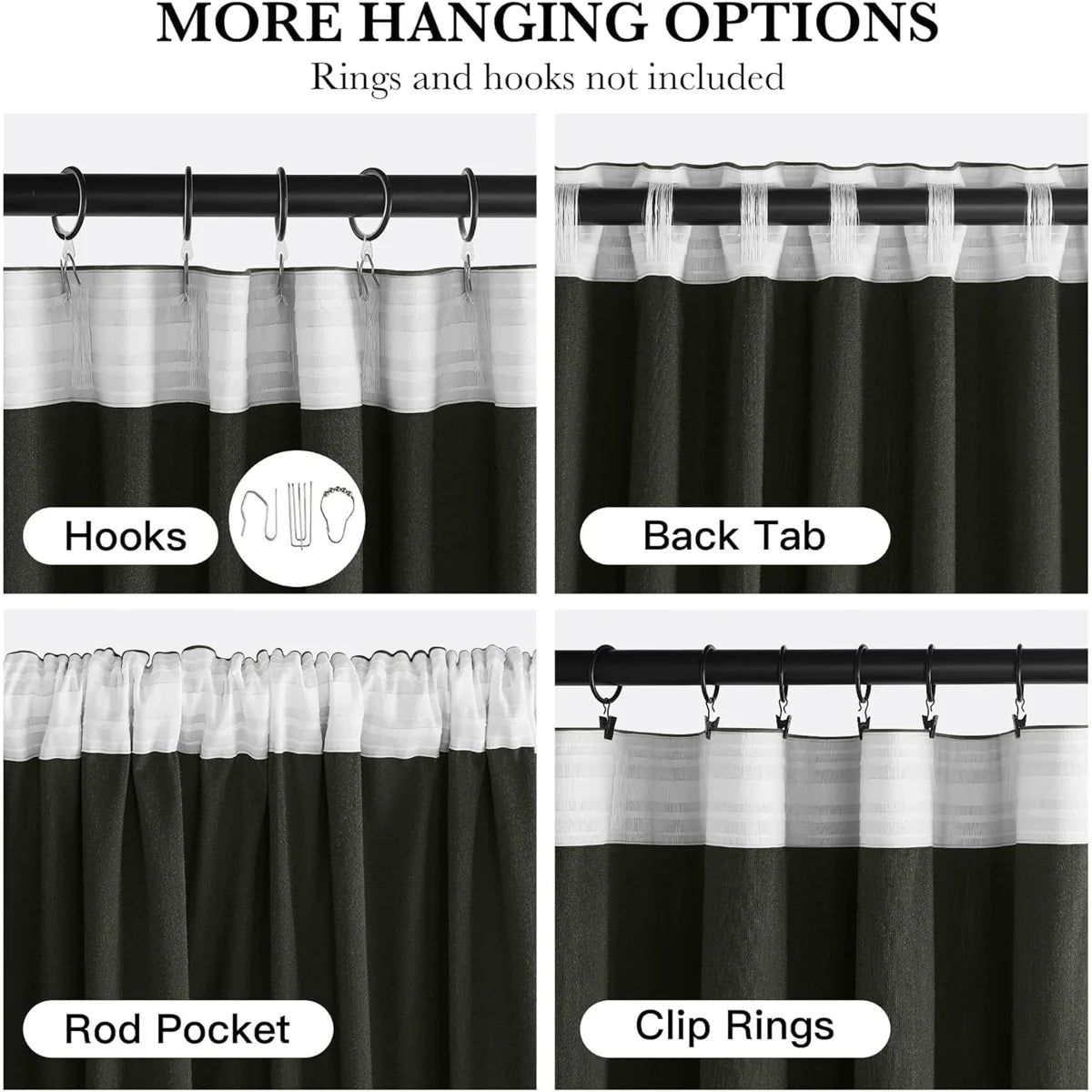 Velvet Blackout Curtains Thermal Insulated Room Darkening Drapes with Rod Pocket/Back Tab/Shower Hook Hanging Options for Bedroom Privacy, 2 Panels