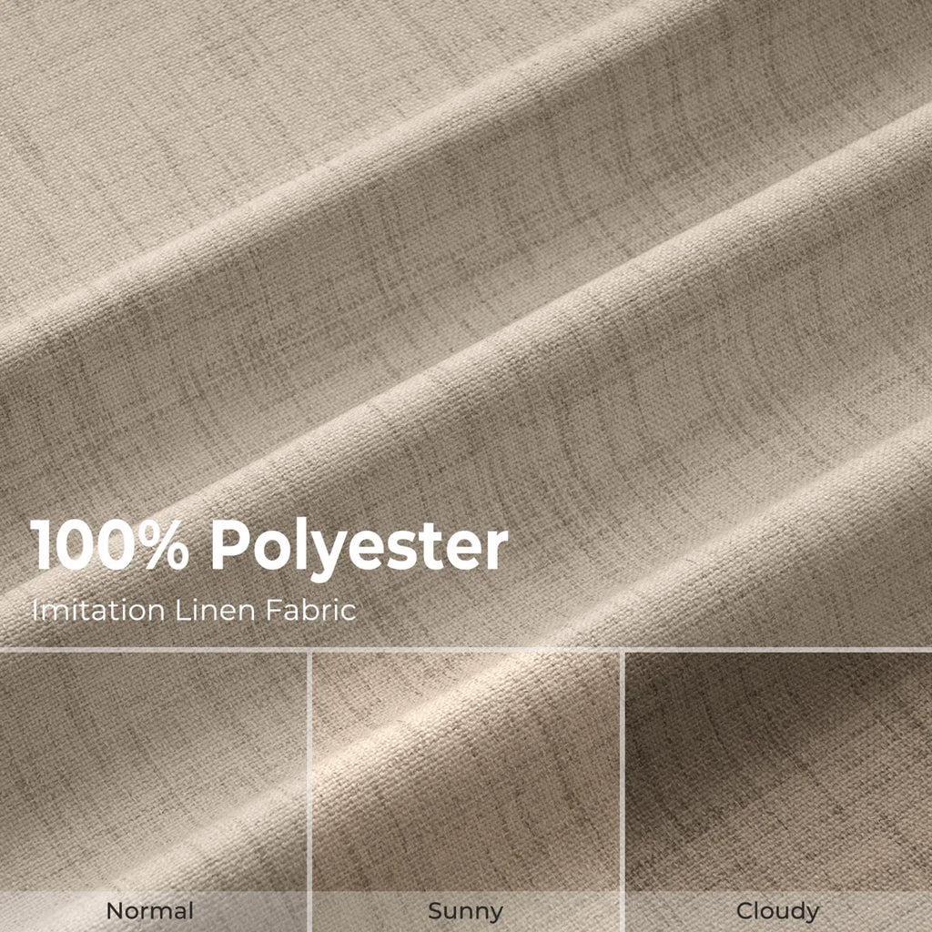 100% Blackout Curtains Polyester Faux Linen Fabric Pinch Pleated Drapes With 20 Hooks Blackout Curtains For Bedroom/Living Room ( 2 Panels Set)