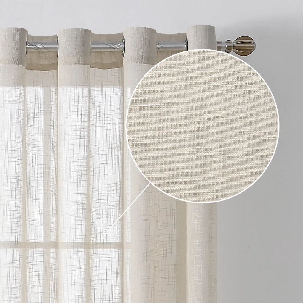 Draycott Polyester Linen like Textured Gromments Curtain Pair (Set of 2)