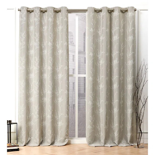 Nicole Miller Turion Floral Room Darkening Blackout Grommet Top Curtain Panel Pair (Set of 2)